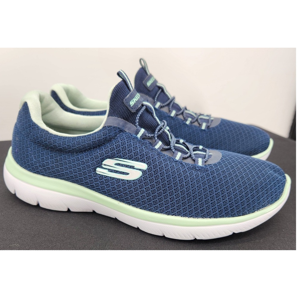 Skechers Summit 12980 Memory Foam Shoes Womens 9.5 Dark Blue White Slip On